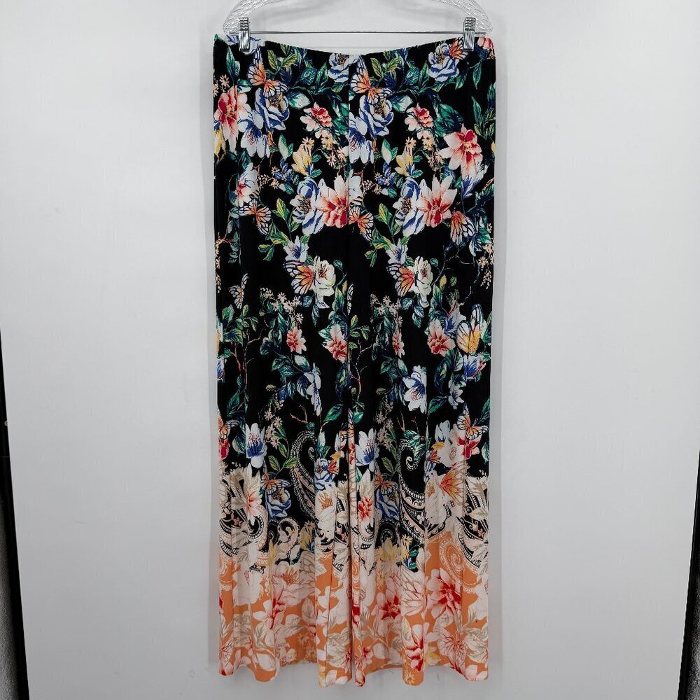 Chico’s Women’s Floral Wide Leg Pants Black Boho Summer Bundle Size 2R (M)